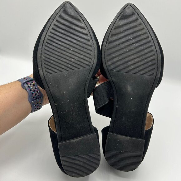 Torrid Pointed Toe Black Suede-Like Flats With Elastic Strap Size 10W - Picture 7 of 8